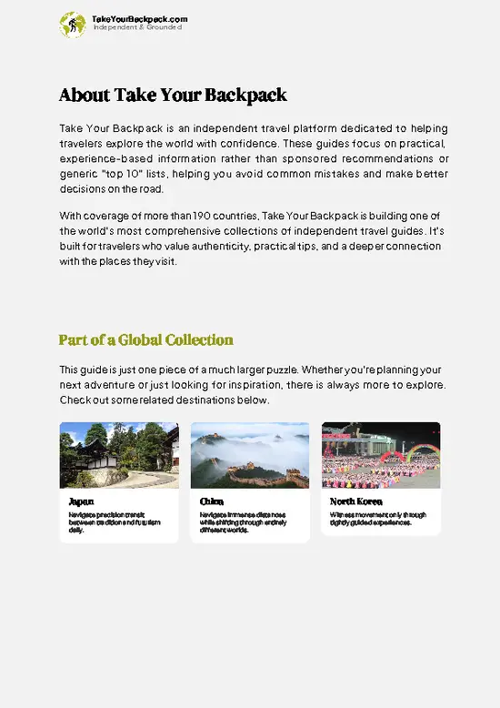 example page 1 from our offline Travel Guide for South Korea